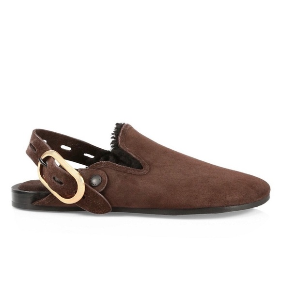 Rag and Bone Ansley Sherling Slide- Dark Truffle Suede - Picture 2 of 9